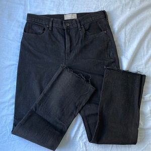 Everlane Womens High Rise Straight Leg Fray Hem Denim Black Jeans Size 29 X 26